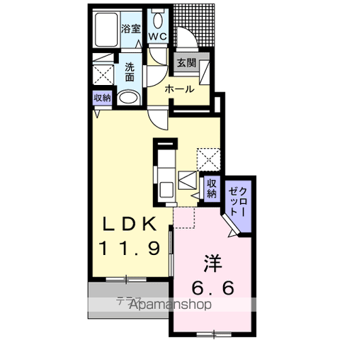 フリーダムⅡ(1LDK/1階)の間取り写真