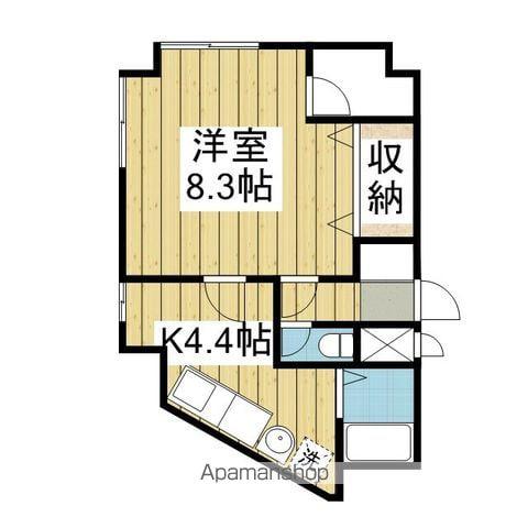 リューレント雄郡(1K/2階)の間取り写真