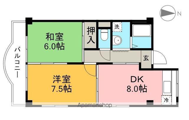 ハイツハピィバリーⅠ 南棟(2DK/3階)の間取り写真