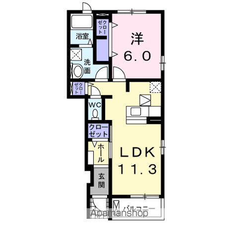 モカロールB(1LDK/1階)の間取り写真