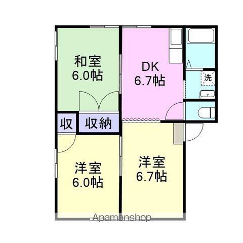 ウエストコーポ(2LDK/1階)の間取り写真