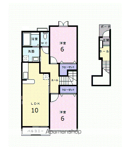 リヴィエールひのかわD(2LDK/2階)の間取り写真