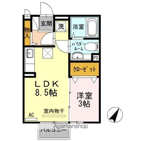 ピースフリー(1LDK/2階)の間取り写真