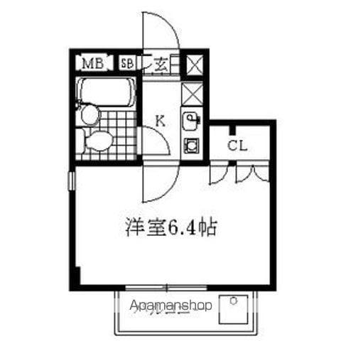 ロイヤルマンションスカイブルー(1K/1階)の間取り写真