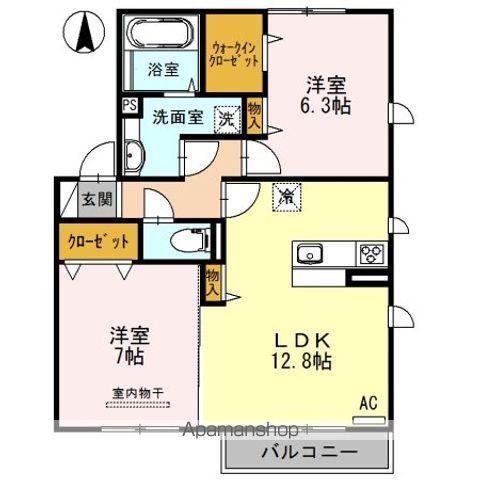エステート古川北B棟(2LDK/2階)の間取り写真