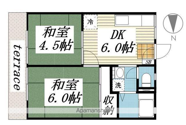 グリーンハイツ(2DK/1階)の間取り写真