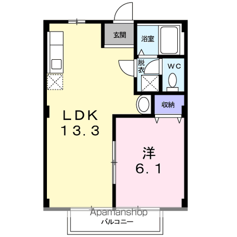 メゾンヒルズ1(1LDK/1階)の間取り写真