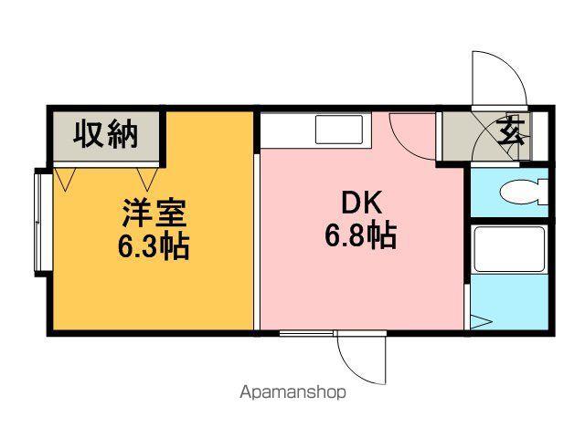 パールクリスタル(1DK/1階)の間取り写真