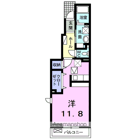 アルブィラージュ Ⅰ(ワンルーム/1階)の間取り写真