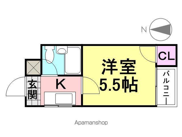 プレアール園田(1K/2階)の間取り写真