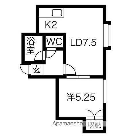 コンフォート北郷58(1LDK/2階)の間取り写真