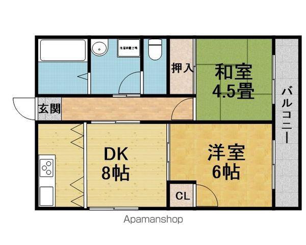 エアロプレーン2(2DK/3階)の間取り写真