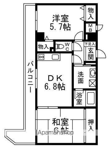 グランエクセル高師浜(2DK/1階)の間取り写真
