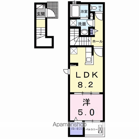 宮ノ丸トウロデン・1(1LDK/2階)の間取り写真