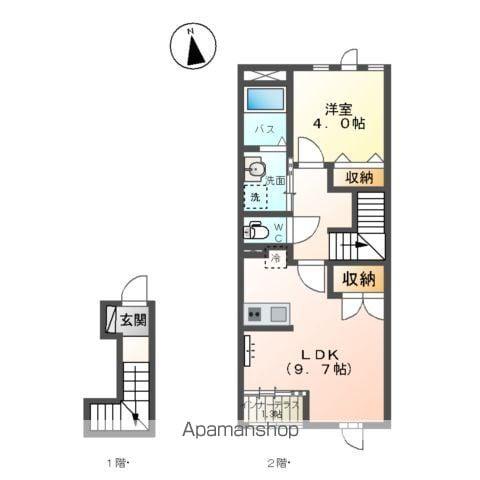 福島交通飯坂線 曽根田駅 徒歩7分 2階建 築3年(1LDK/2階)の間取り写真