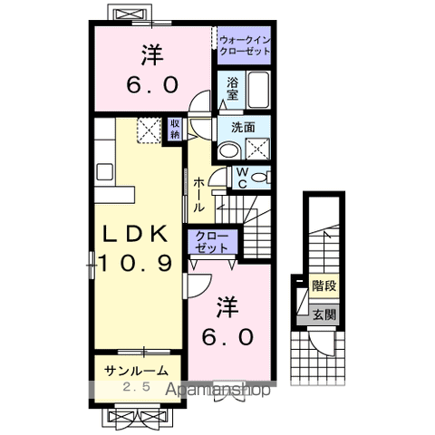 メゾンビューⅢ(2LDK/2階)の間取り写真