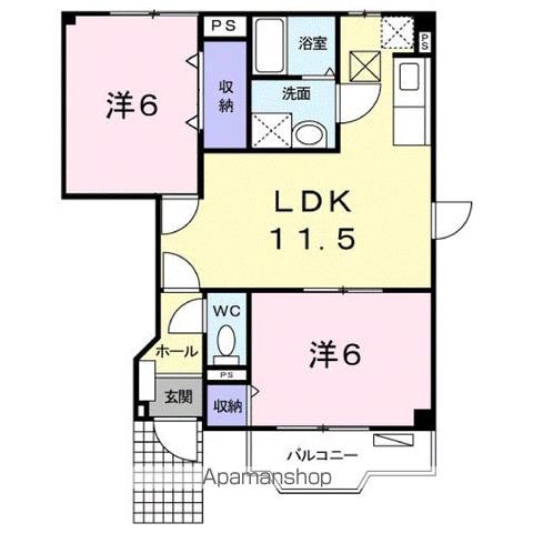 ルミエールA(2LDK/1階)の間取り写真