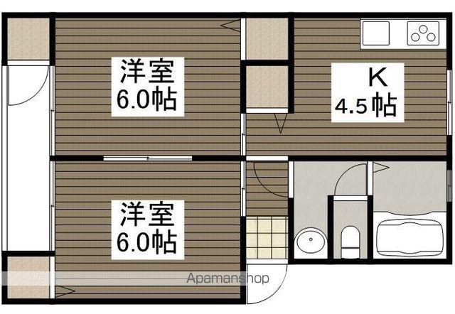 サンハイツ温品(2K/2階)の間取り写真