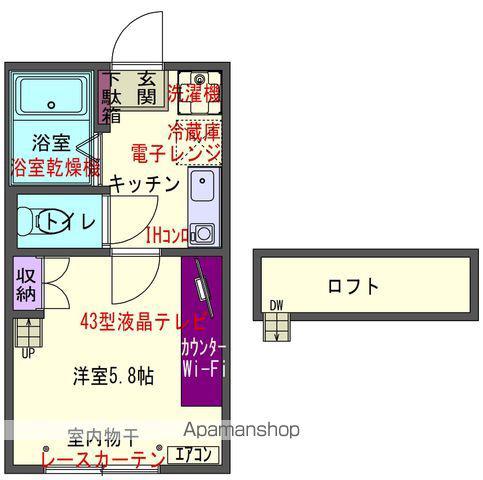 ラポール本通 Ⅰ(1K/1階)の間取り写真
