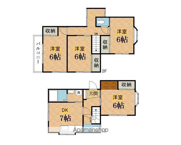 京王電鉄京王線 長沼駅(東京) 徒歩18分 2階建 築41年(4DK)の間取り写真