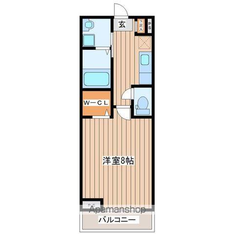 ウルス花京院B(1K/1階)の間取り写真