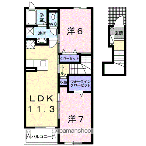 EXCELLENT 悠Ⅱ A(2LDK/2階)の間取り写真