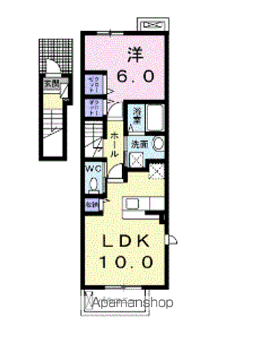 カーサ・フェリーチェTK1(1LDK/2階)の間取り写真
