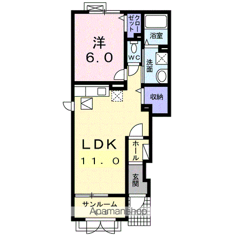 セブンヒルⅢ(1LDK/1階)の間取り写真