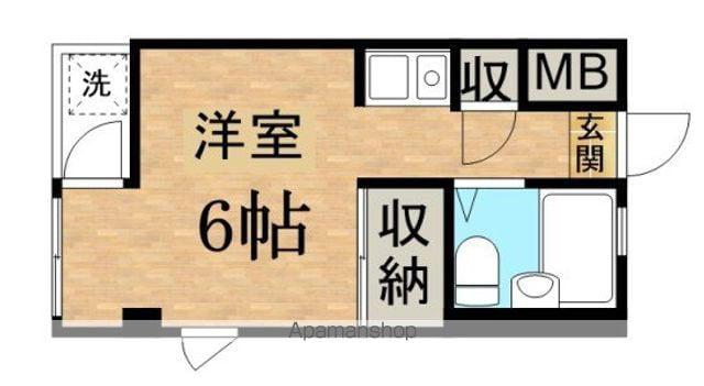 Jフラッツ(ワンルーム/2階)の間取り写真