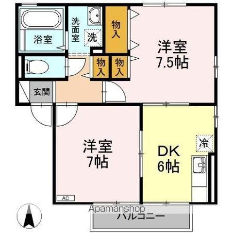 リビングタウン北土居 C棟(2DK/2階)の間取り写真