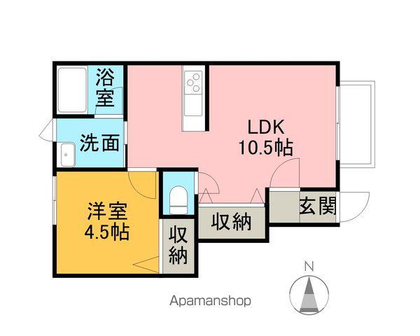 Jアパートメント(1LDK/1階)の間取り写真