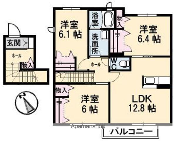 ヴィラ・ロトスB棟(3LDK/2階)の間取り写真