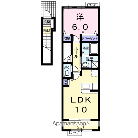 グレース ワン(1LDK/2階)の間取り写真