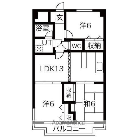 コンフォトゥール2(3LDK/3階)の間取り写真
