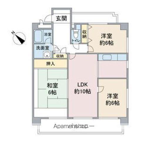 ランドマーク一社(3LDK/4階)の間取り写真