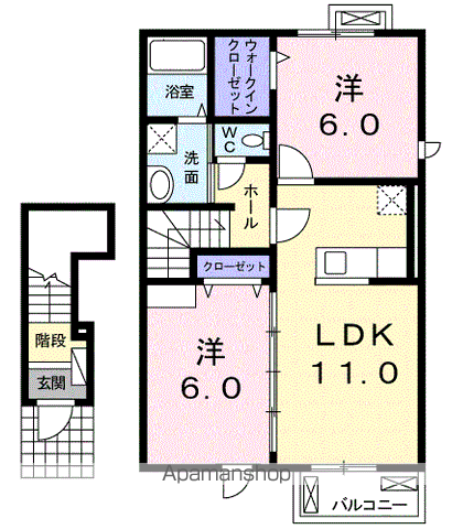 デュナスティ・Ⅱ(2LDK/2階)の間取り写真