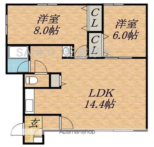 パームコート37(2LDK/1階)の間取り写真