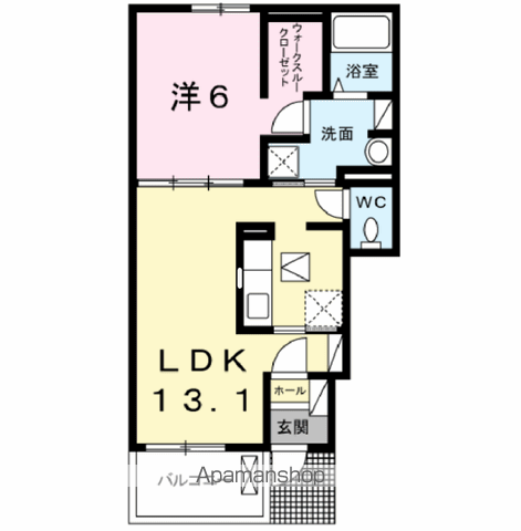 クラール Ⅵ(1LDK/1階)の間取り写真