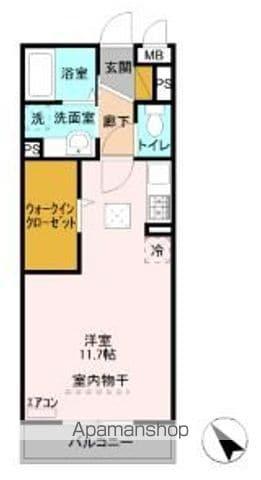TRYALL(ワンルーム/1階)の間取り写真