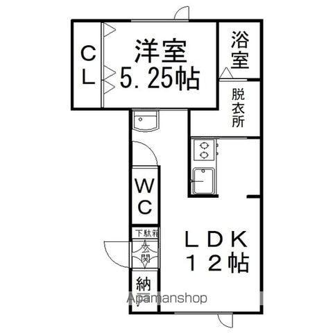 イルマーレW(1LDK/2階)の間取り写真