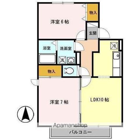 セジュールタケイシB(2LDK/2階)の間取り写真