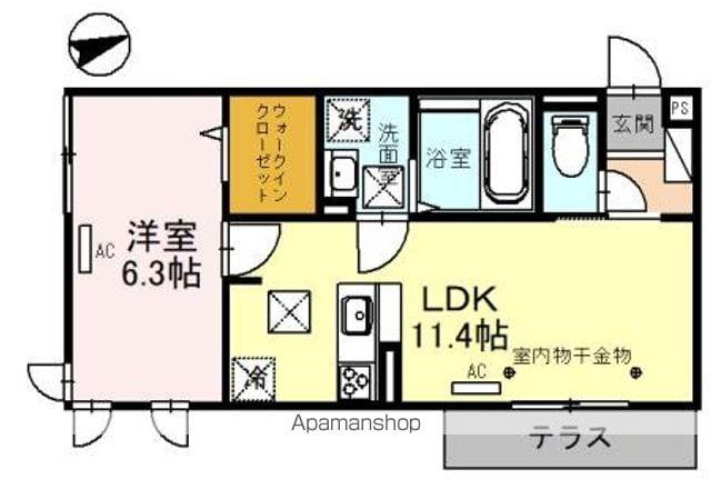 福井鉄道福武線 水落駅 徒歩10分 3階建 築4年(1LDK/1階)の間取り写真