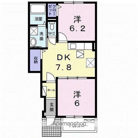 ウエストヴィレッジⅡ(2DK/1階)の間取り写真