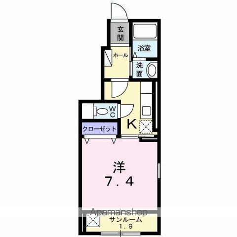 グランドハウス妻科(1K/1階)の間取り写真