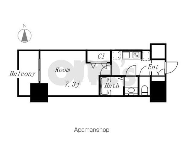 プレサンス栄フェル(1K/8階)の間取り写真