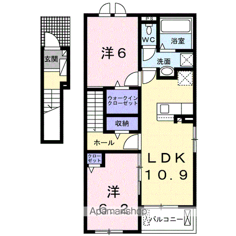 クラール牛神 B(2LDK/2階)の間取り写真