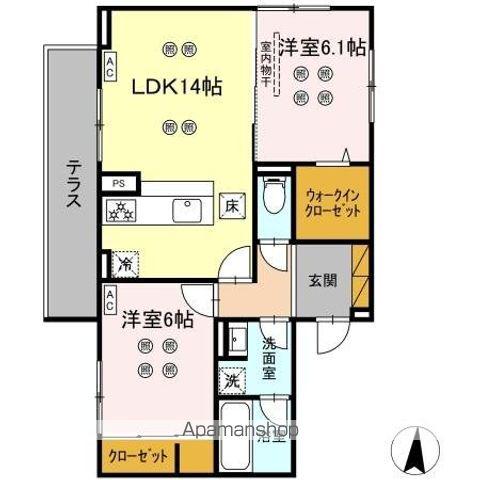 ローテ ベルク(2LDK/1階)の間取り写真