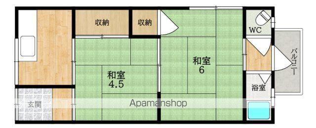 清楽荘(2K/2階)の間取り写真
