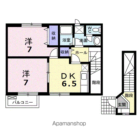 シャン.ド.フルール(2DK/2階)の間取り写真