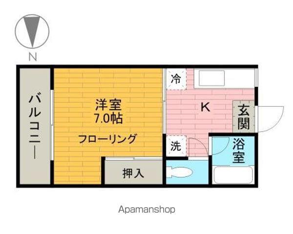 ユースハイツクサカ(1K/1階)の間取り写真